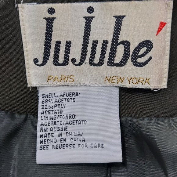 Vintage Ju Ju be Army Green 2 piece skirt suit with faux fur collar - Picture 11 of 14